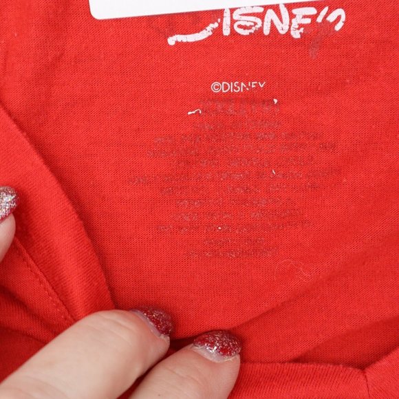 Disney Shirt Women XXL Red Mickey Mouse Graphic Print V Neck Tie Front Crop Tee - Picture 2 of 13